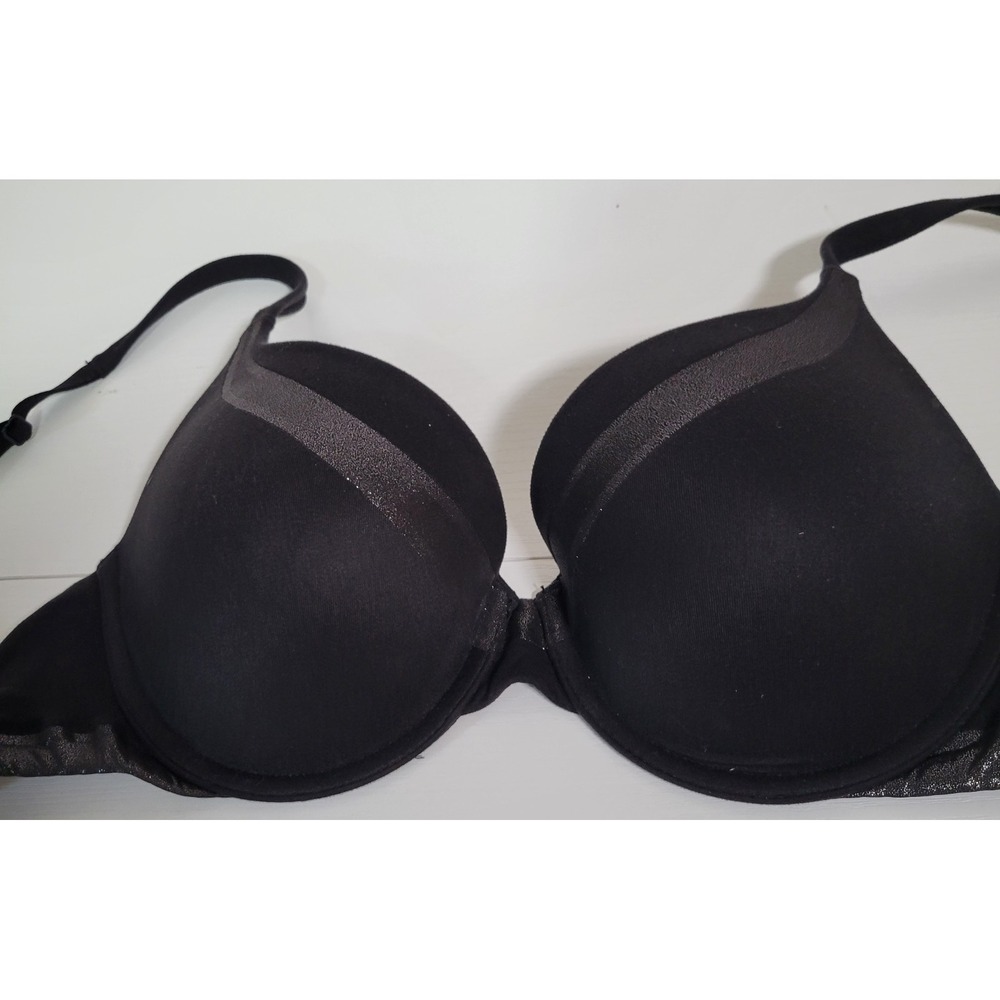 Victoria's Secret Women's Black Bra Size 34D Underwire Push-Up Adjustable 1974